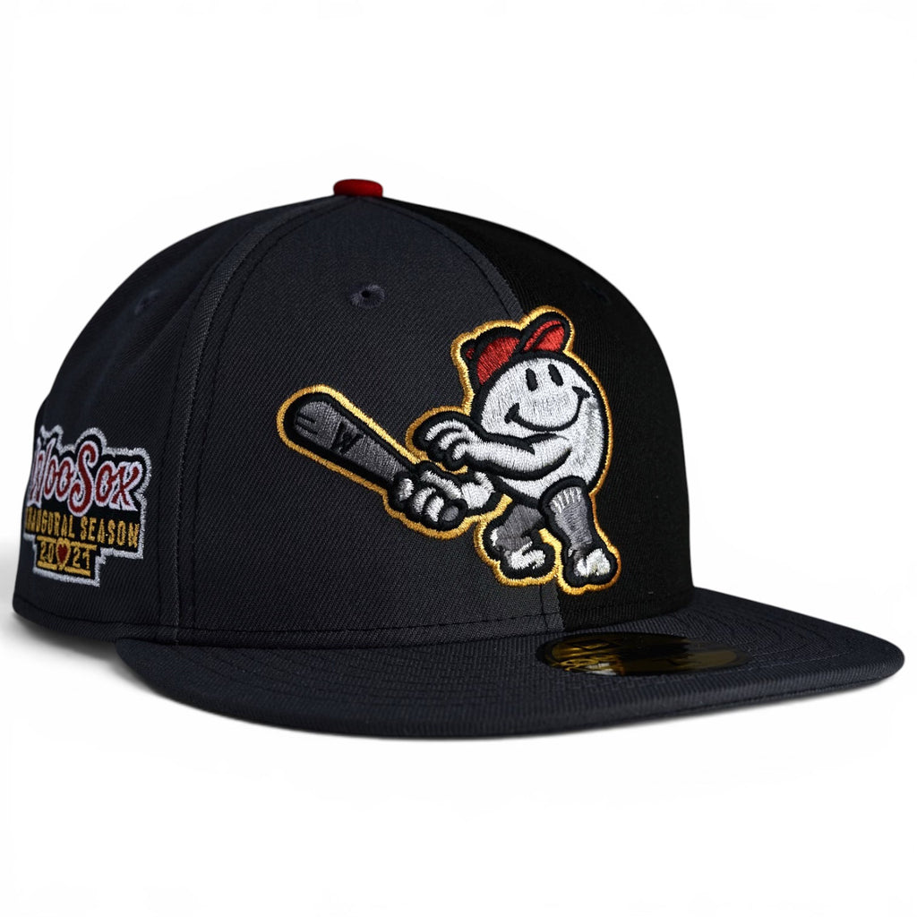 Worcester Woo Sox 🍋☕️ PALMER ☕️🍋 New Era 59Fifty Fitted Hat - Black & Graphite Split Panel / Graphite