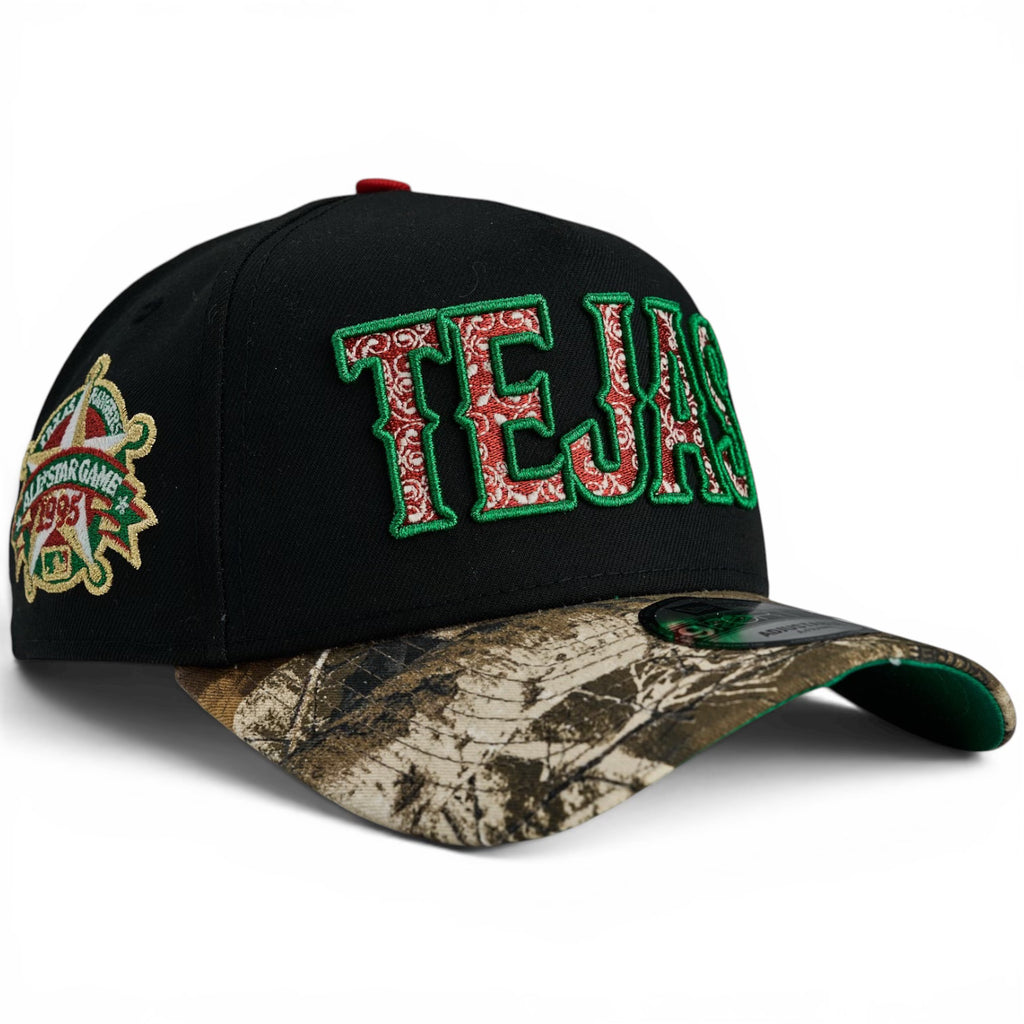 Texas Rangers “ Mexican OT ” New Era 9Forty A Frame Snapback - Black / Real Tree