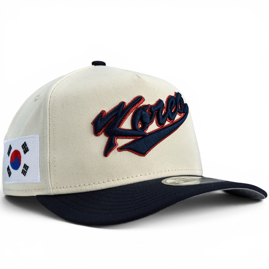 Korea New Era 9Fifty A Frame Snapback Hat - Chrome White / Black