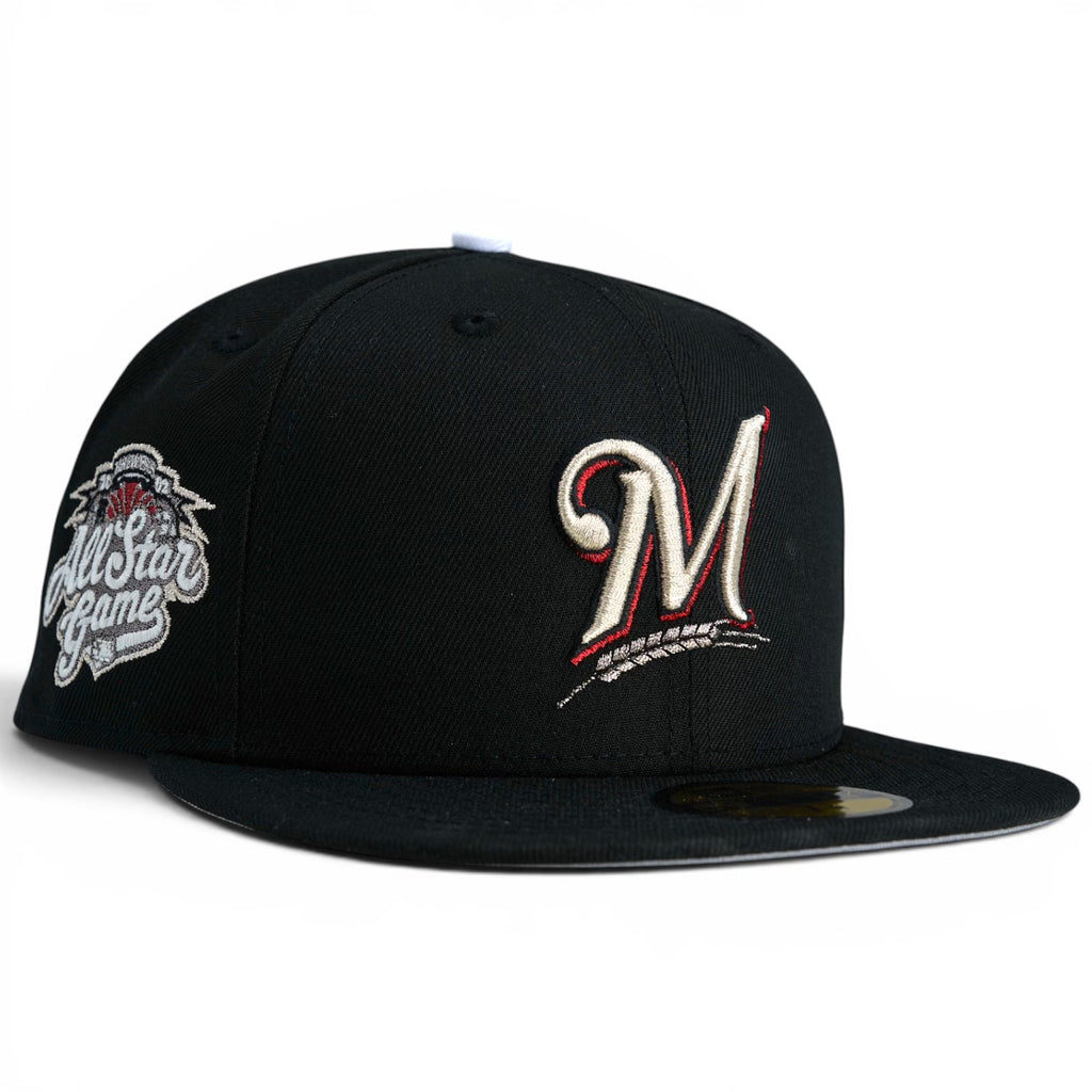 Milwaukee Brewers 🏔️ REIMAGINED METALLIC 🏔️ New Era 59Fifty Fitted Hat - Black
