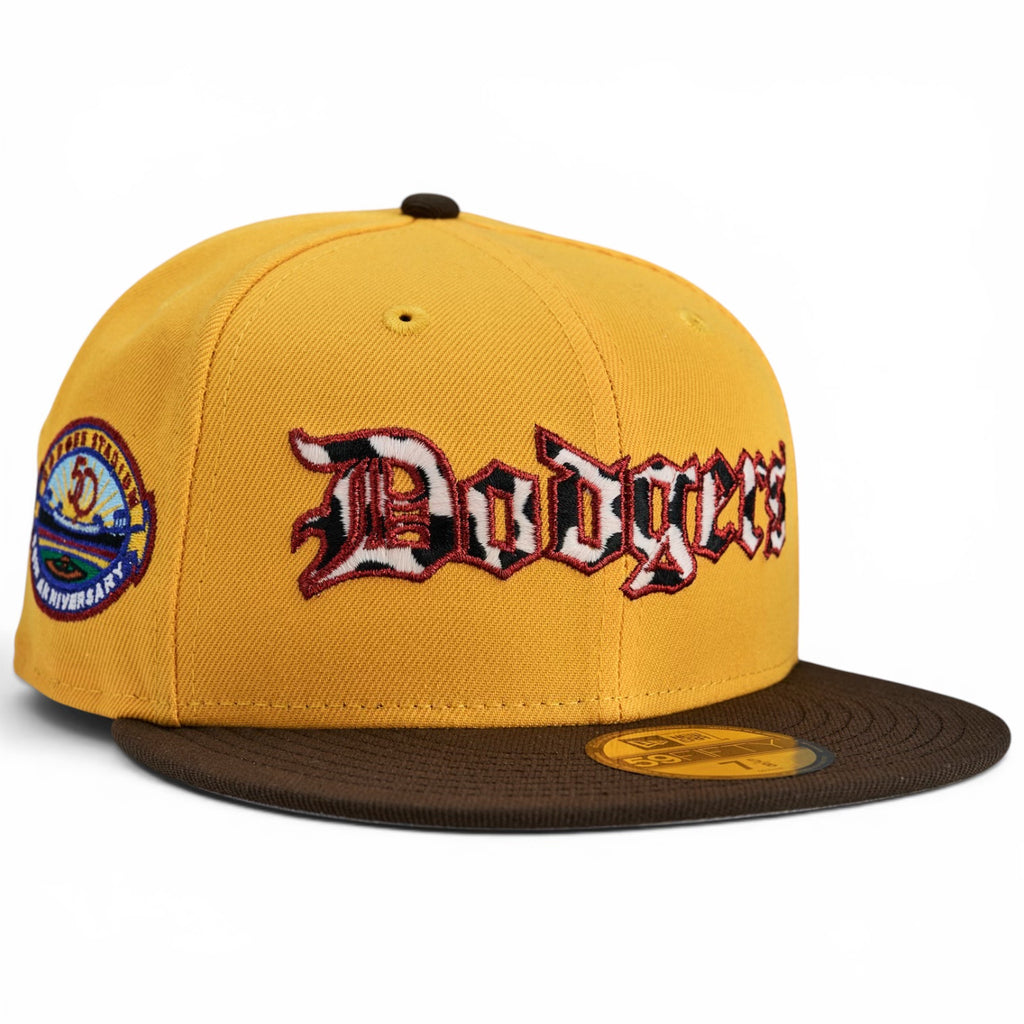 Los Angeles Dodgers ⭐️ SHERIFF ⭐️ New Era 59Fifty Fitted Hat - A Gold / Walnut