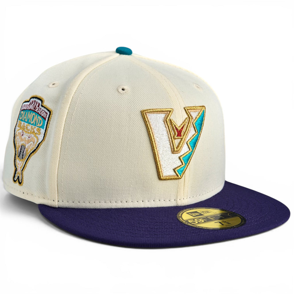 Arizona Diamondbacks "VIVI & NICO" New Era 59Fifty Fitted Hat - Chrome White / Purple