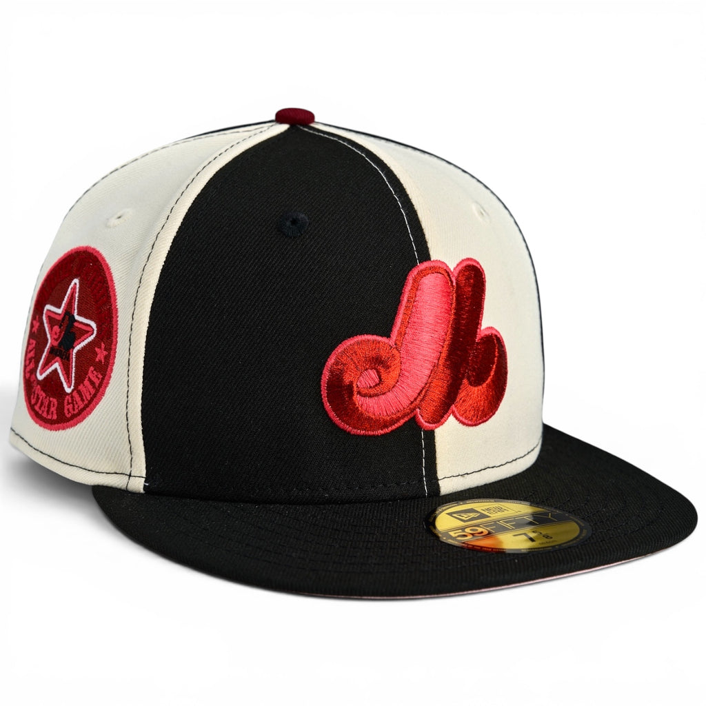Montreal Expos "MUZAN" New Era 59FIfty Fitted Hat - Black & Chrome Pinwheel / Black