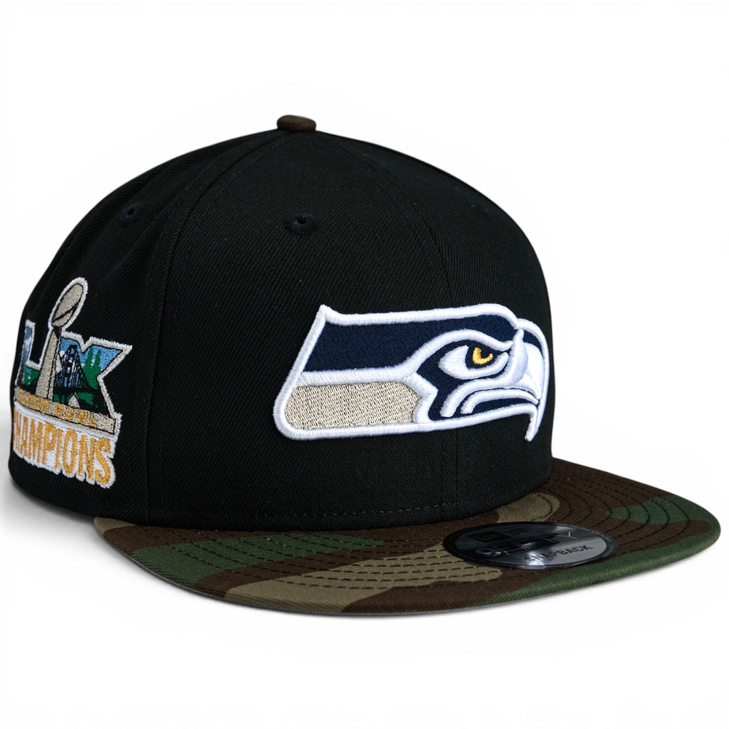 Seattle Seahawks New Era 9Fifty Snapback - Black / Woodland Camo