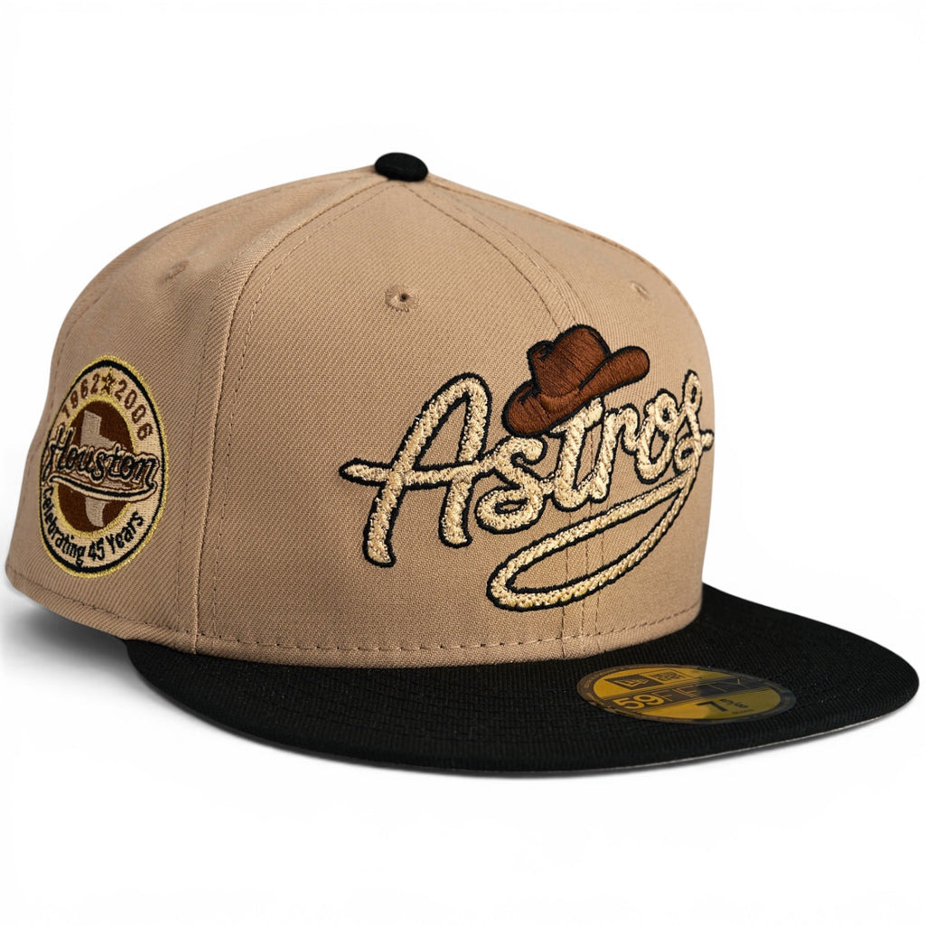 Houston Astros 🤠🐂 THE CHUTE OUT 🐂🤠 New Era 59Fifty Fitted Hat - Camel / Black