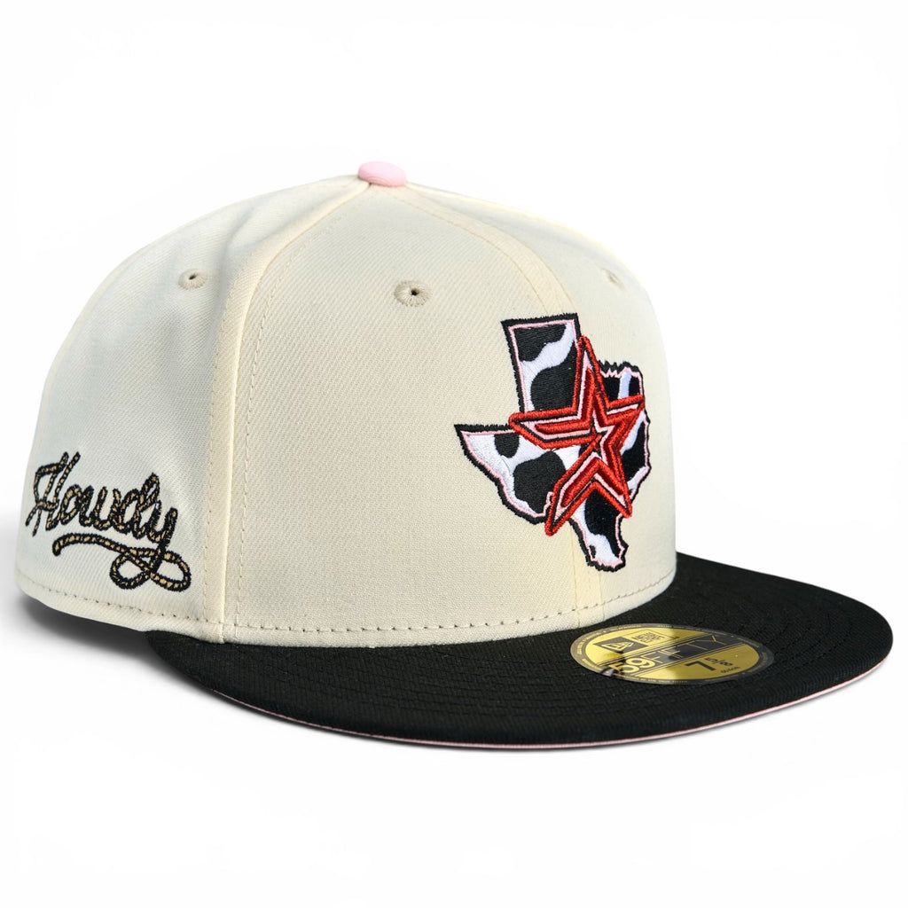 Houston Astros 🐮 TEXAS THANGS 🤠 New Era 59Fifty Fitted Hat - Chrome White / Black