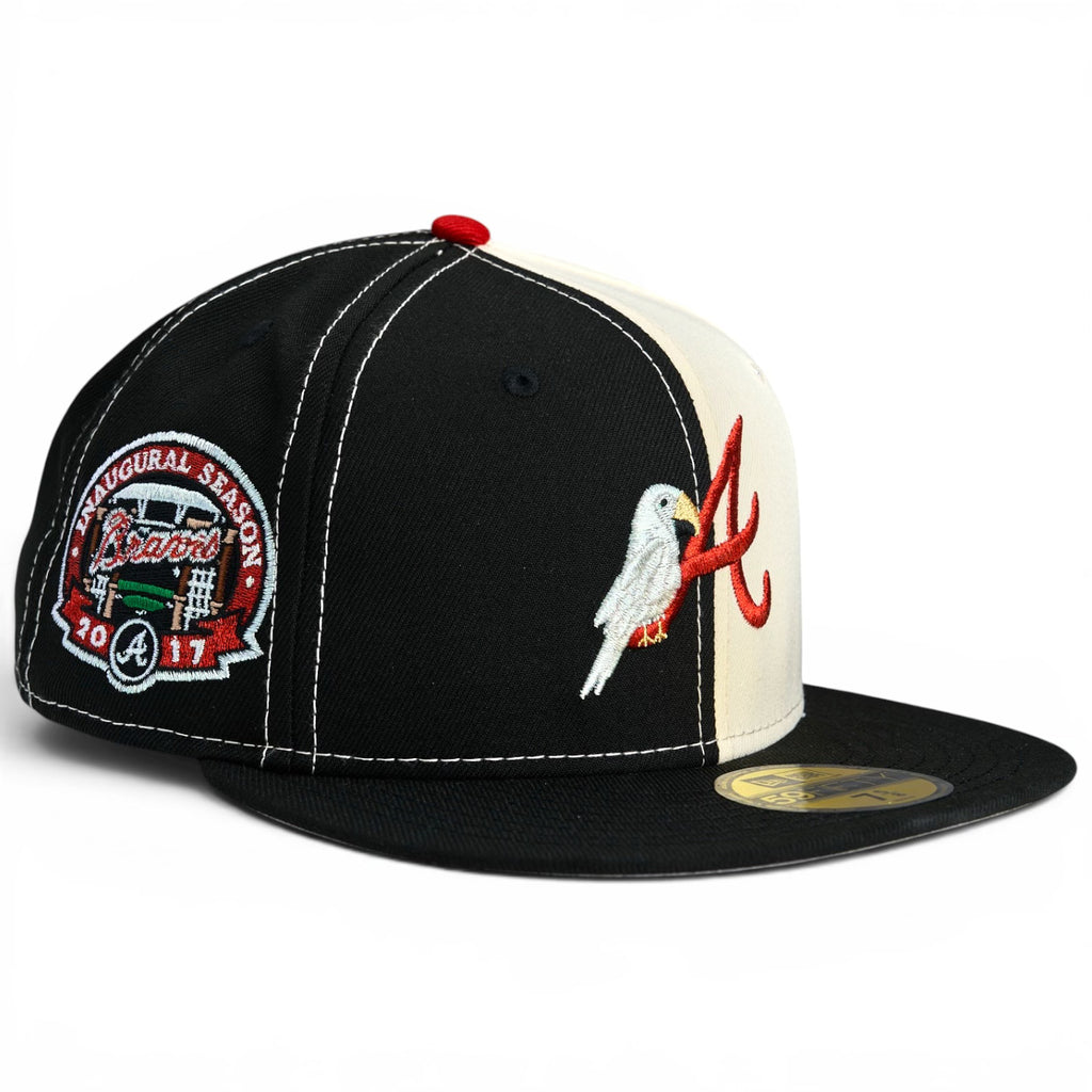 Atlanta Braves ☃️ TRAPlanta ☃️ New Era 59Fifty Fitted Hat - Black & White Split Panel / Black