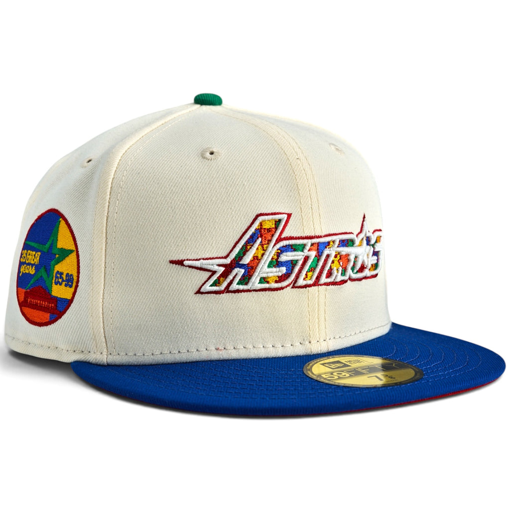 Houston Astros 🧩 BE DIFFERENT 🧩 New Era 59Fifty Fitted Hat - Chrome White / Royal