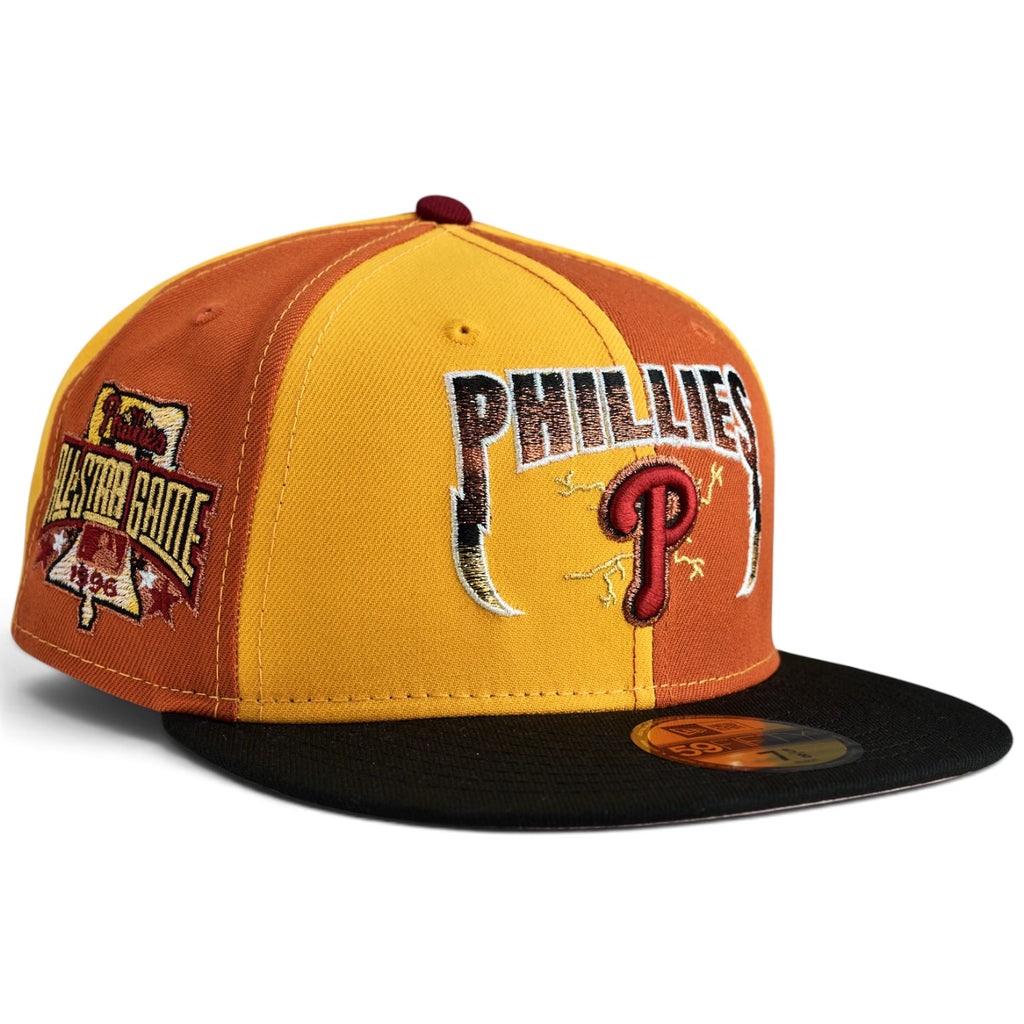 Philadelphia Phillies ⚡️MEET THE CHU'S ⚡️  New Era 59Fifity Fitted hat - A Gold / Burnt Orange Pinwheel / Black