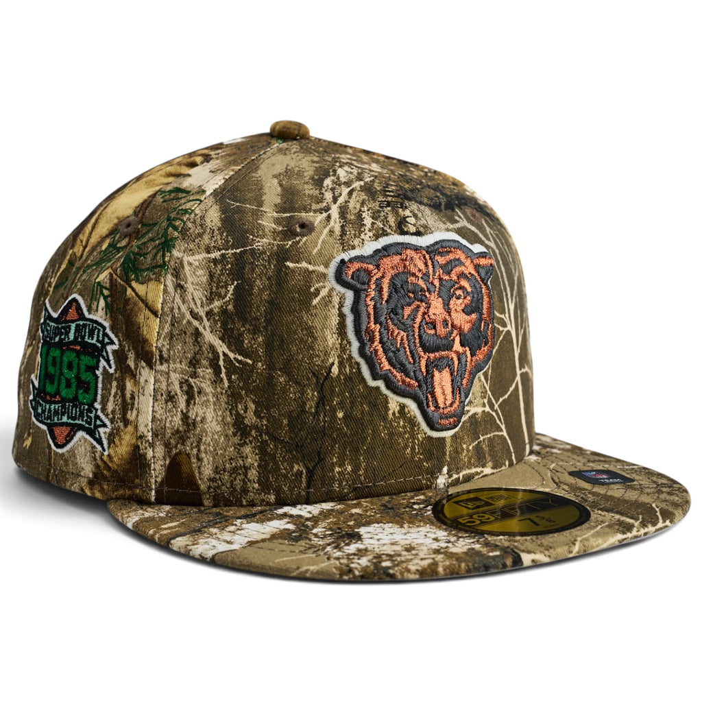 Chicago Bears 🪵 BEAR IN THE WOODS 🪵 New Era 59Fifty Fitted Hat - Real Tree Edge