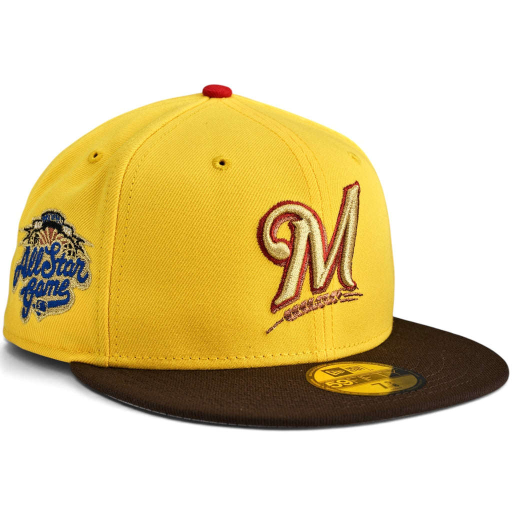 Milwaukee Brewers "LA MEDALLITA" 🇵🇷 EL RITMO DE LA ISLA 🇵🇷 New Era 59Fifty Fitted Hat - CANARY YELLOW / WALNUT