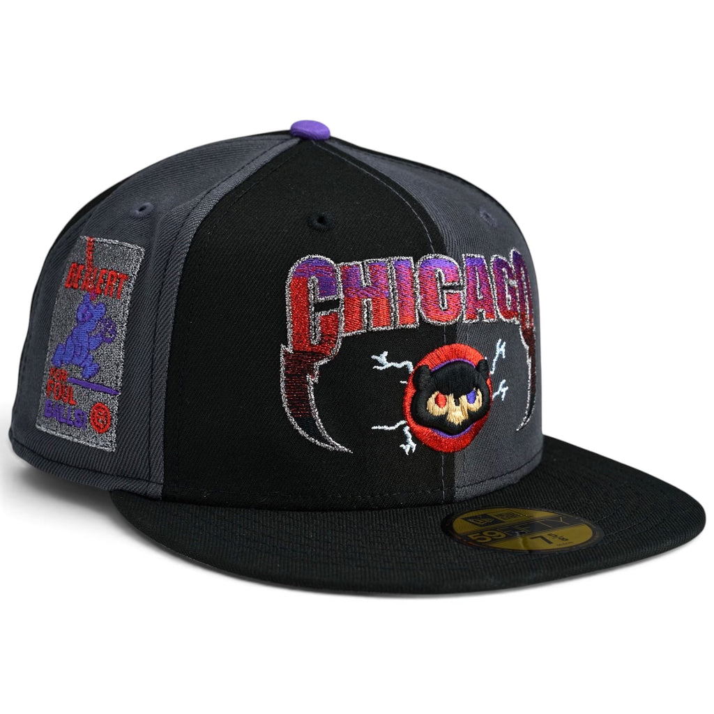 Chicago Cubs New 🟣 SASUKE 2.0 🔴 Era 59Fifty Fitted Hat - Black & Graphite Pinwheel/ Black