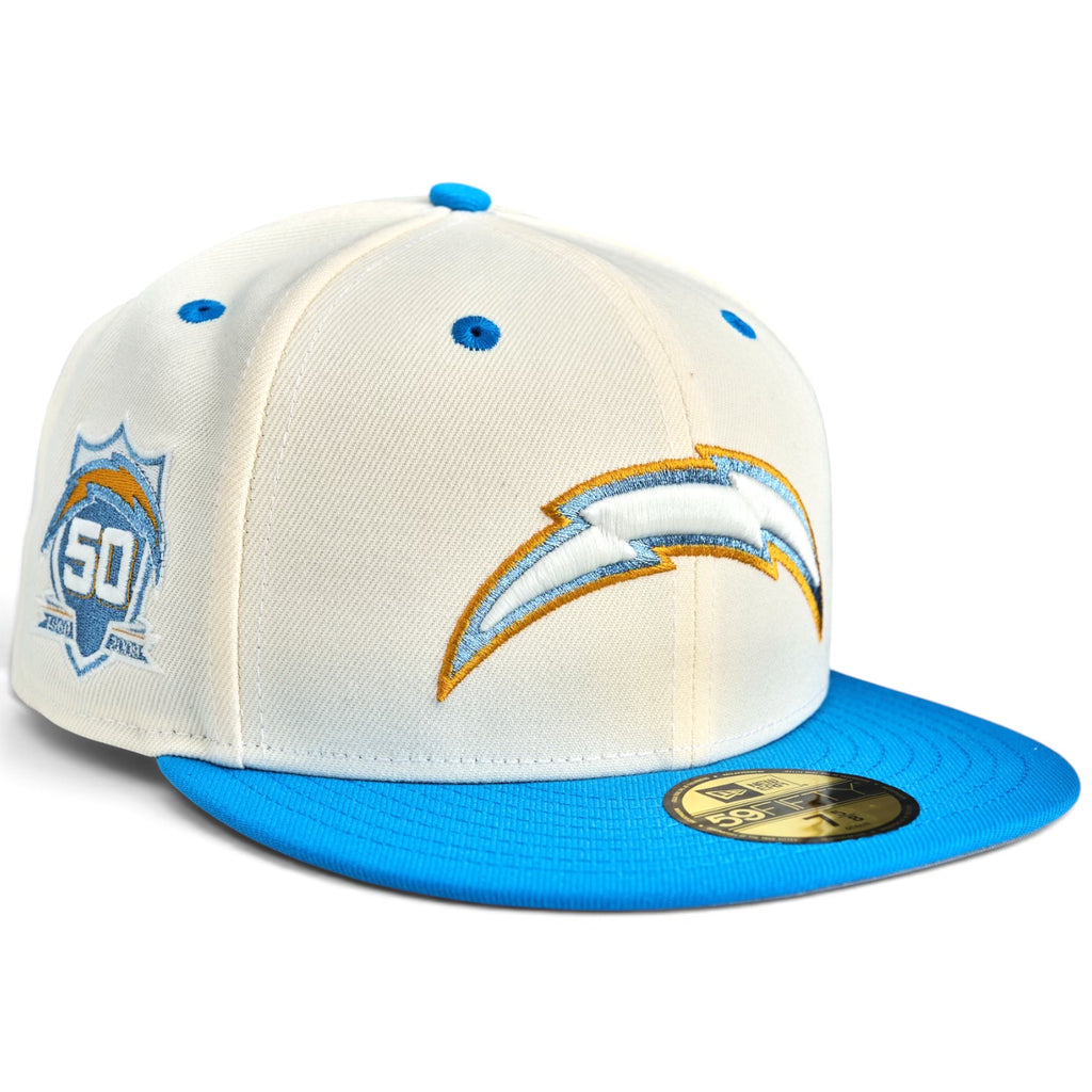 Los Angeles Chargers “LT LIGHTNING” New Era 59Fifty Fitted Hat - Chrome White / Sky Blue