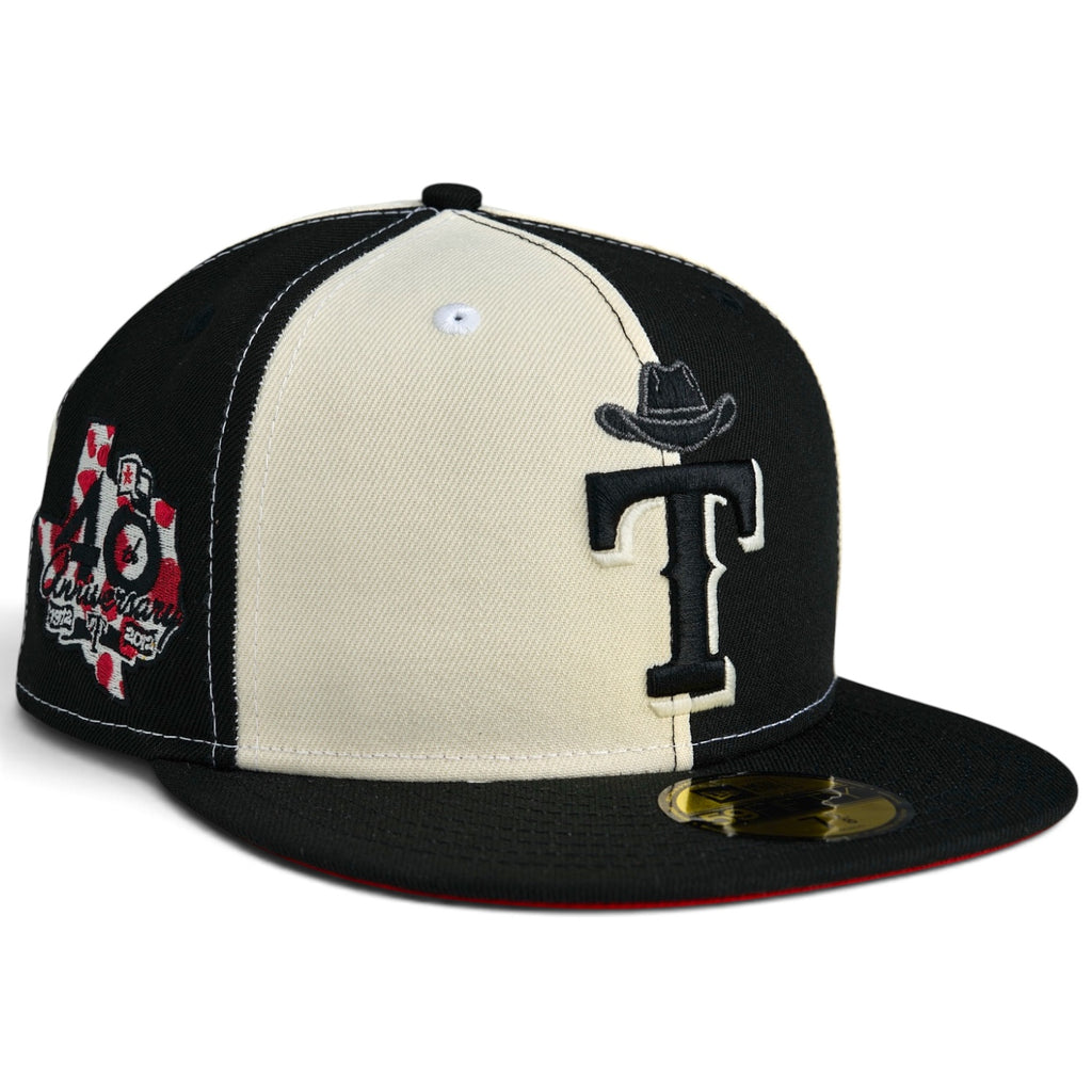 Texas Rangers “TERROR” New Era 59fifty Fitted Hat - Chrome White & Black Pinwheel / Black