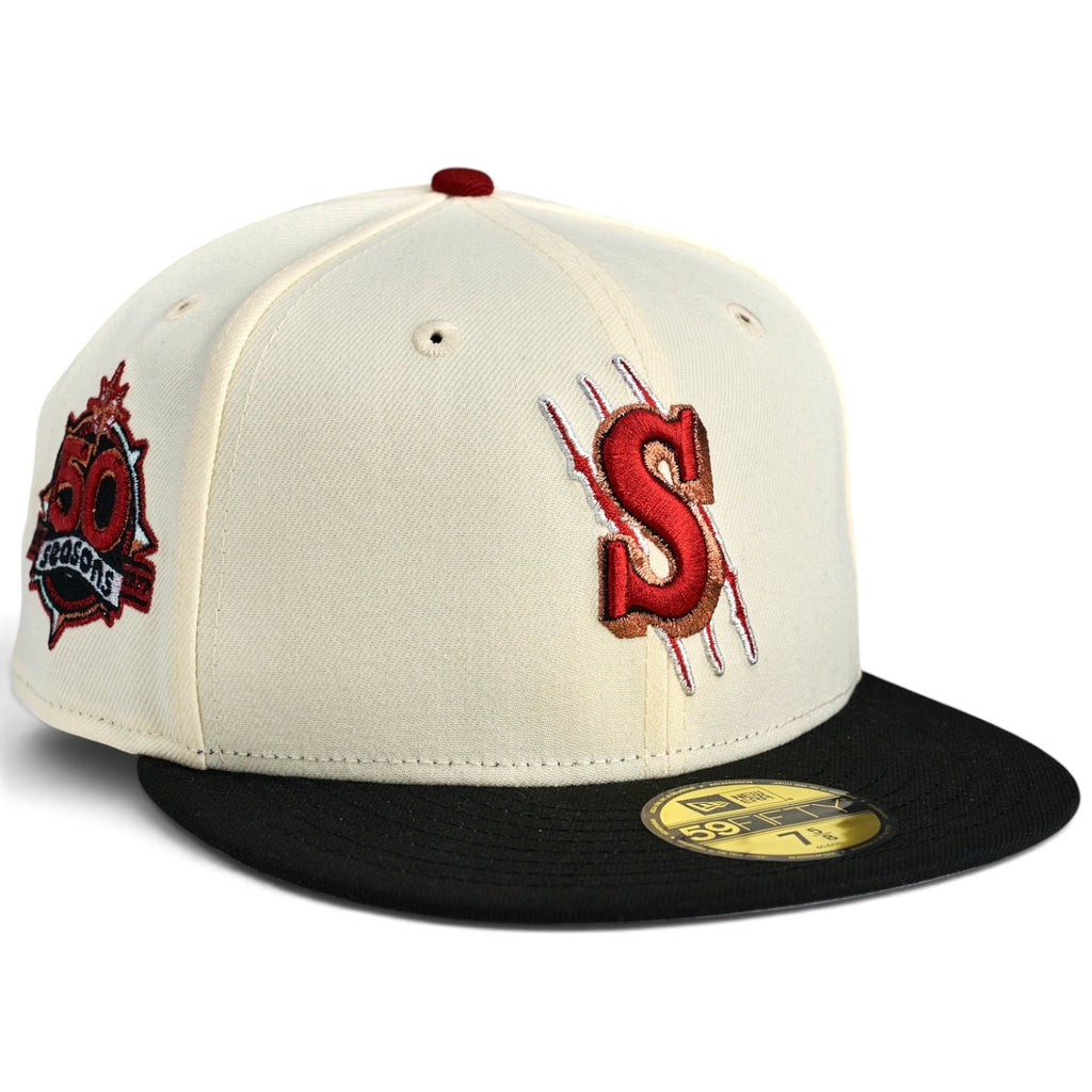 Seattle Mariners "SHANKS" New Era 59FIfty Fitted Hat - Chrome White / Black