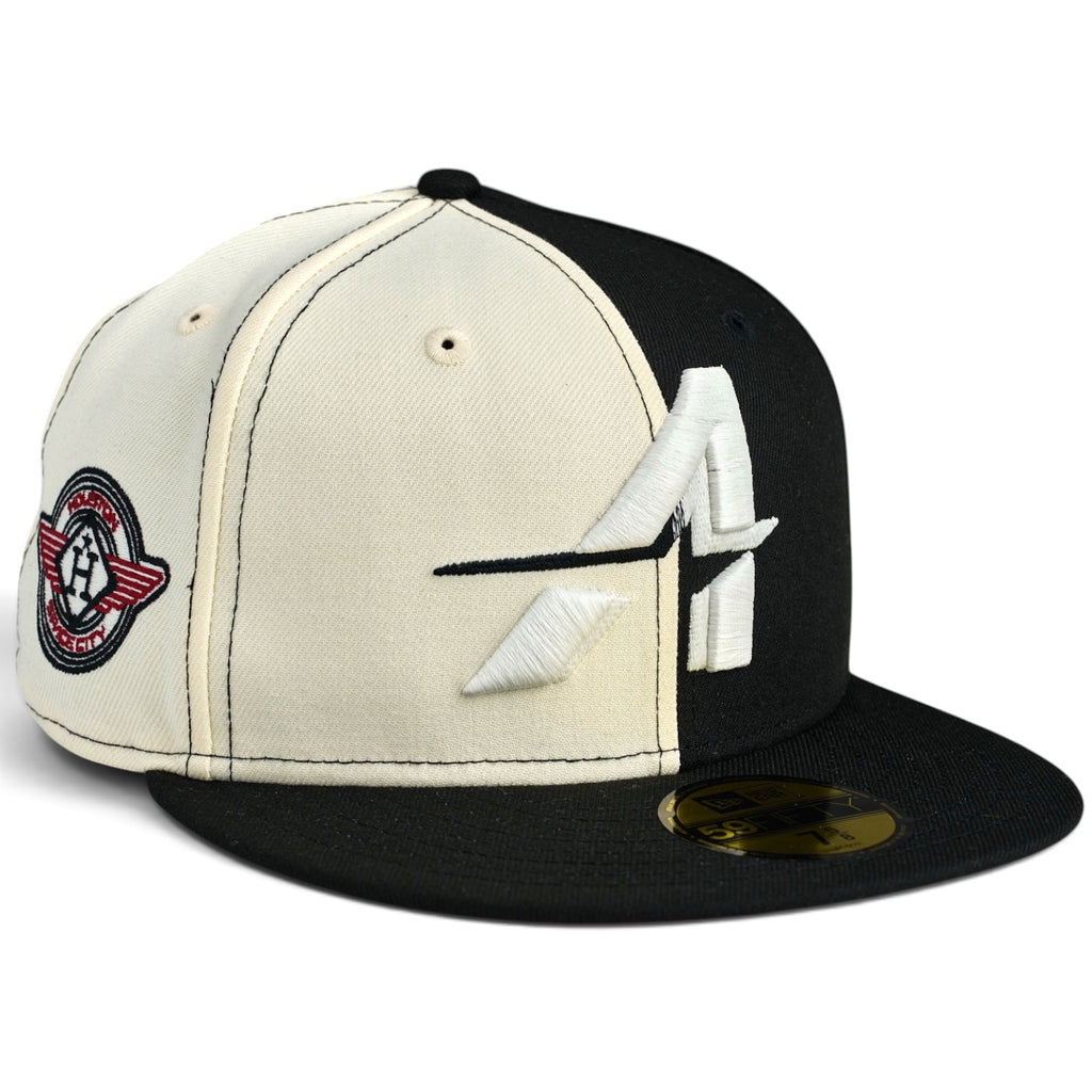 Houston Astros “ART” New Era 59fifty Fitted Hat - Chrome White & Black Split / Black