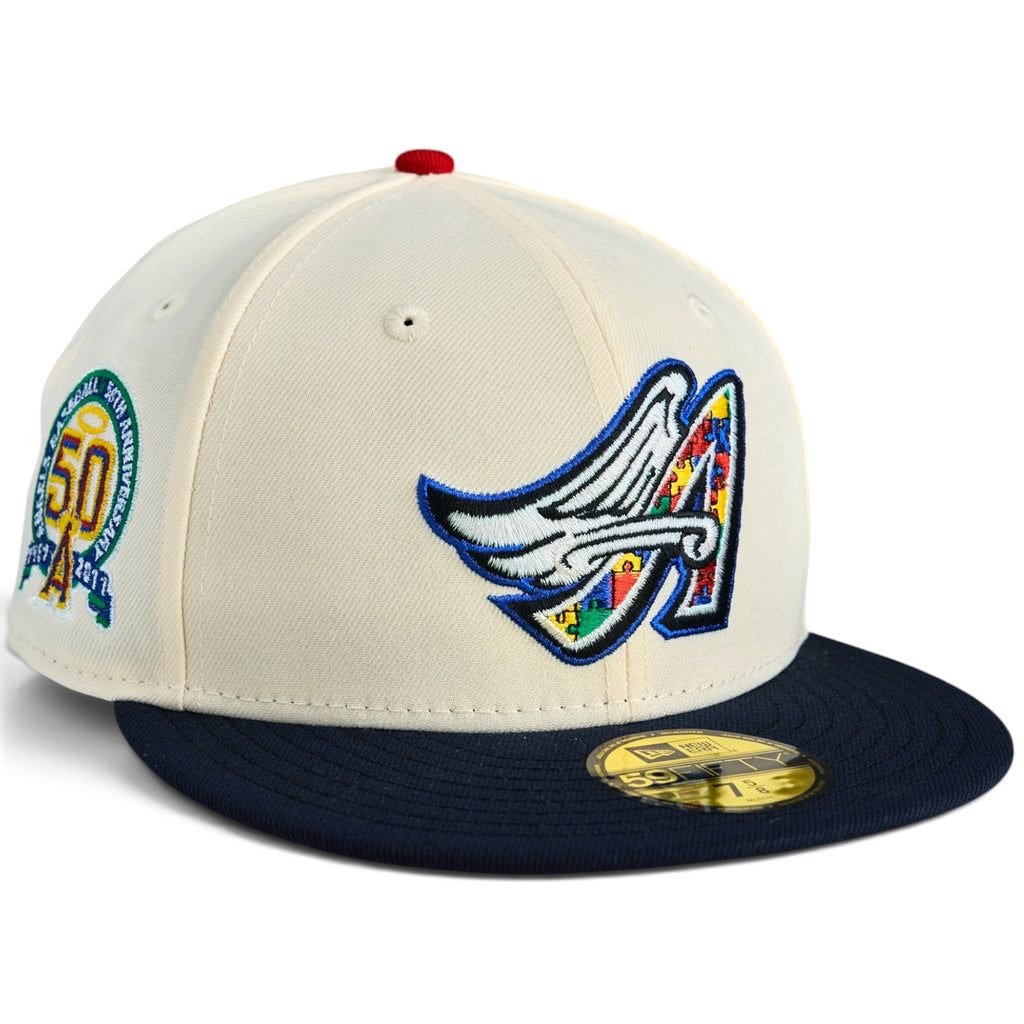 Anaheim Angels "ANGELS AMONG US" New Era 59Fifty Fitted Hat - Chrome White / Black