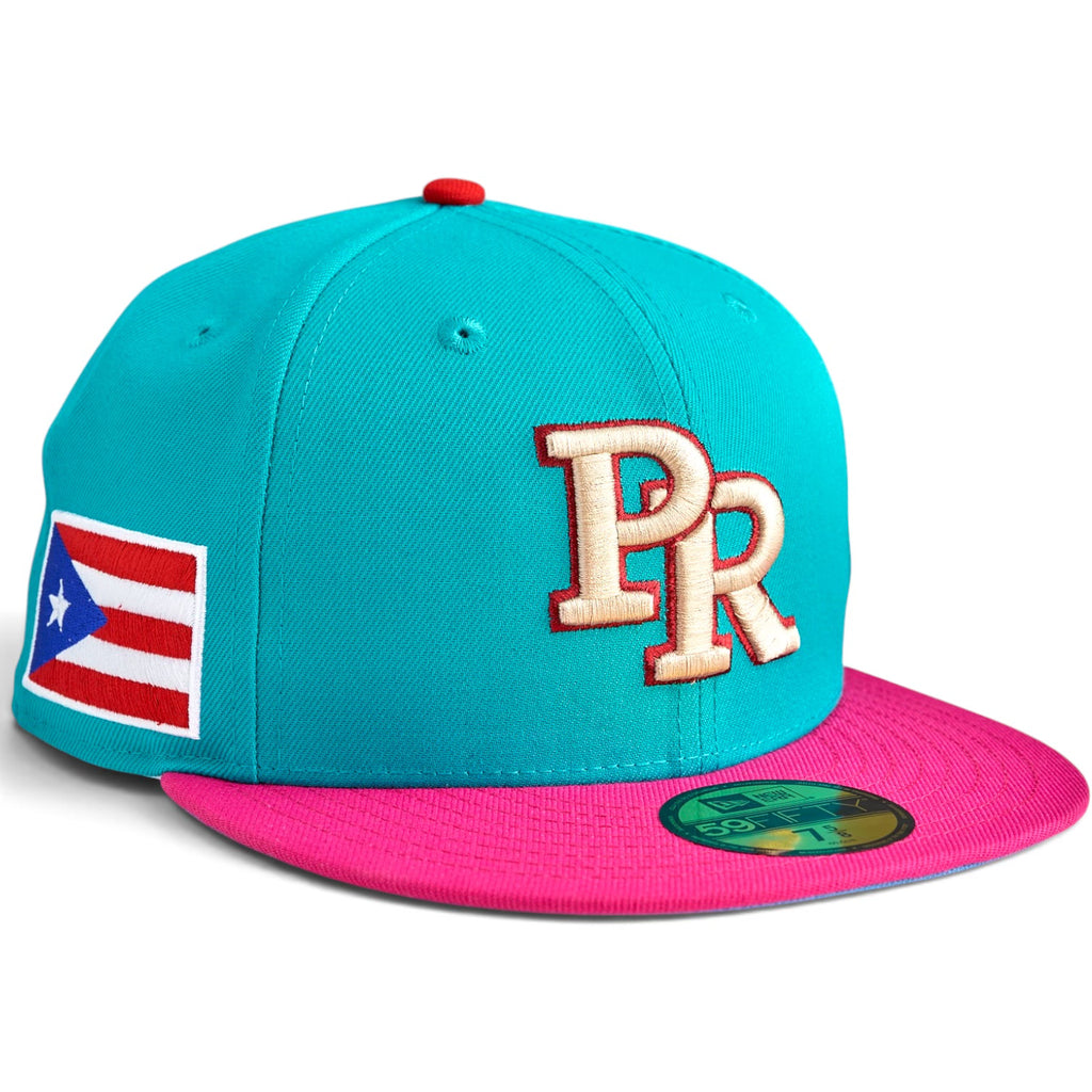 Puerto Rico “LA PLACITA” New Era 59Fifty Fitted Hat - Teal / Beetroot