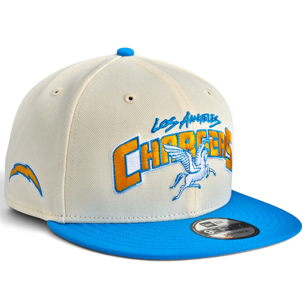 Los Angeles Chargers x Pegasus New Era 9Fifty Snapback Hat - Chrome White / Sky Blue