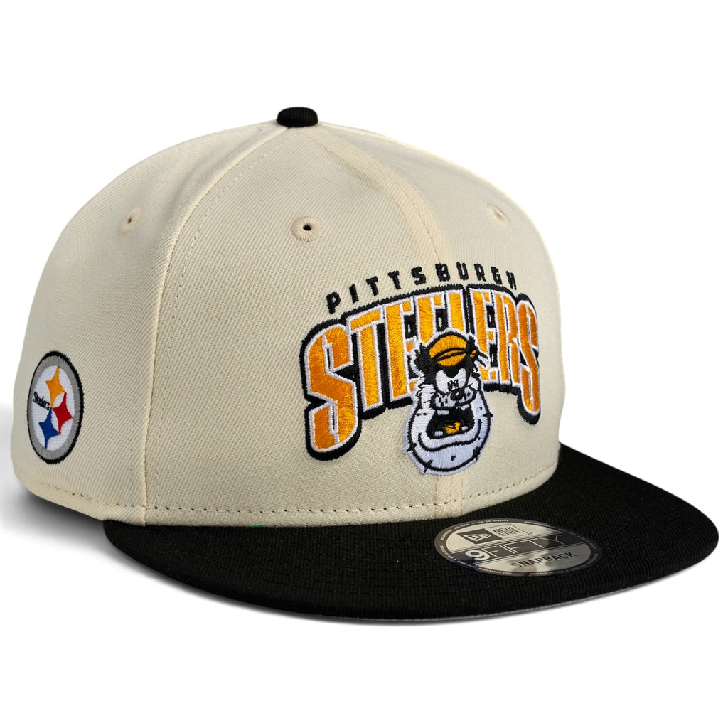 Pittsburgh Steelers x Pete New Era 9Fifty Snapback Hat - Chrome White / Black