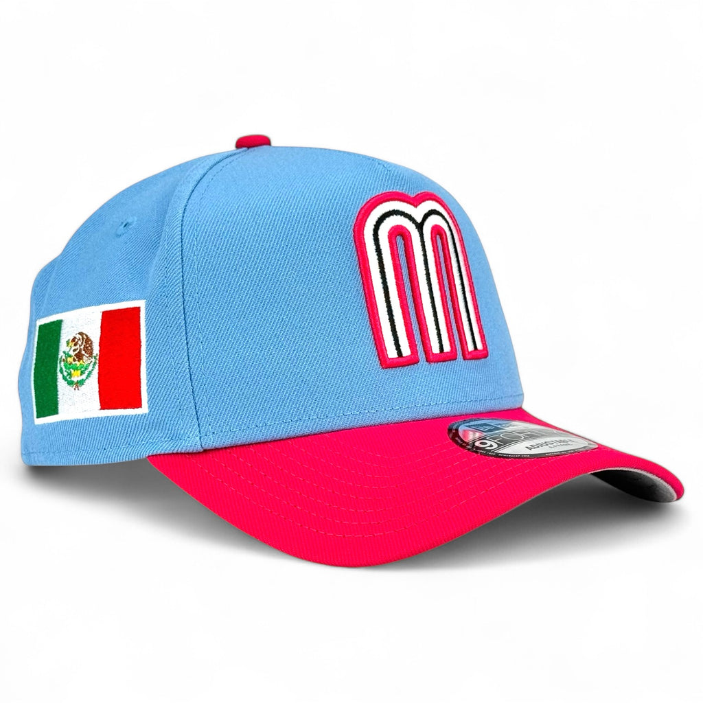 Mexico WBC New Era 9Forty A-Frame Snapback - Sky Blue / Bright Rose