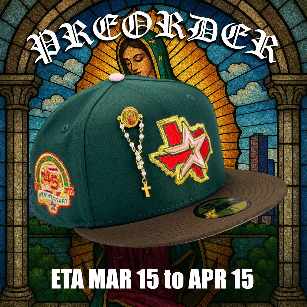 **PREORDER** ETA MAR 15 to APR 15Houston Astros 🙏🏼🌹 LA VIRGENCITA 🌹🙏🏼 New Era 59Fifty Fitted Hat - Dark Green / Walnut