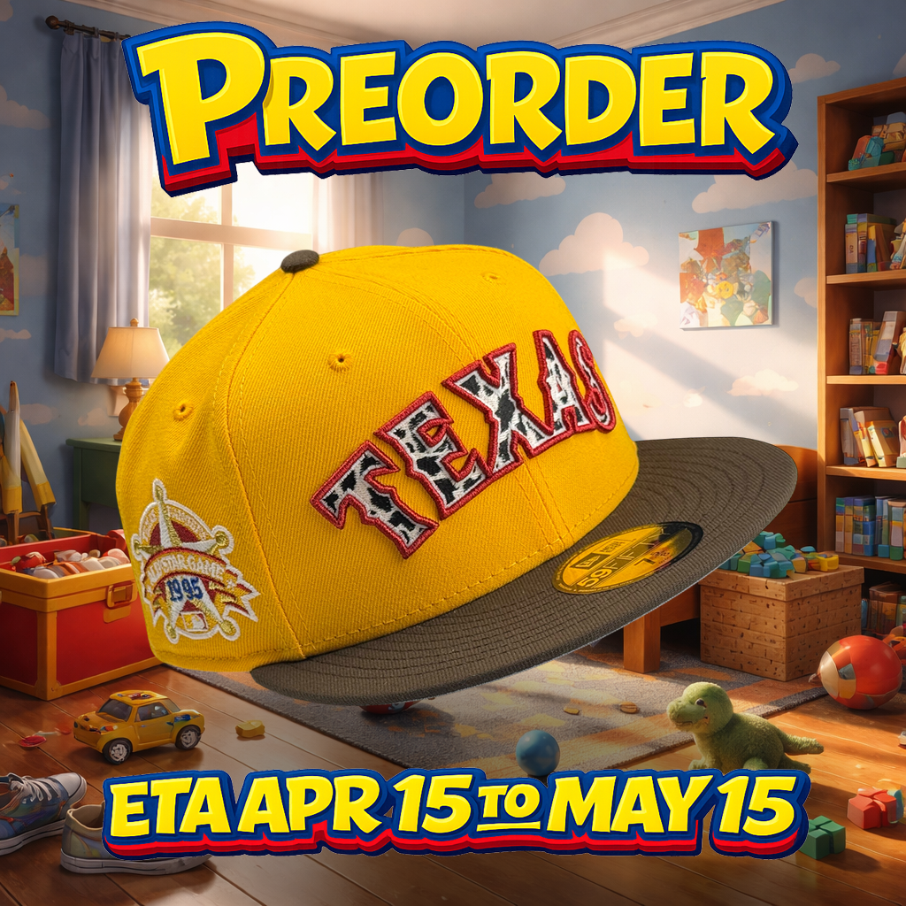 **PREORDER**  ETA APR 15 to MAY 15 Texas Rangers 🤠 BEST FRIENDS PACK 🧑‍🚀  (SHERIFF) New Era 59Fifty Fitted hat - A Gold / Walnut