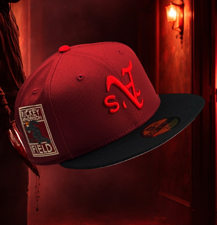 Oakland Athletics 🩸🖤 VALLOWTIME 🖤🩸 New Era 59Fifty Fitted hat - Brick Red / Black