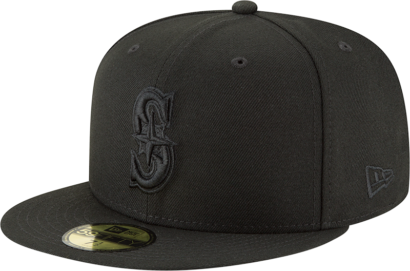 Seattle Mariners Black on Black New Era 59Fifty Fitted Hat