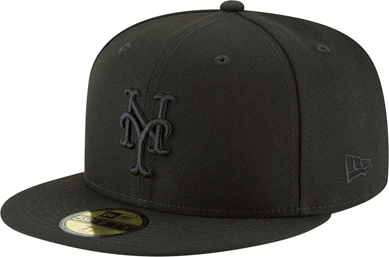 New York Mets Black on Black New Era 59Fifty Fitted Hat
