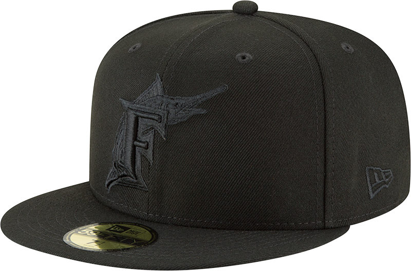 Florida Marlins Black on Black New Era 59Fifty Fitted Hat