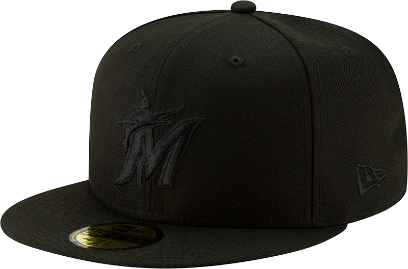 Miami Marlins Black on Black New Era 59Fifty Fitted Hat