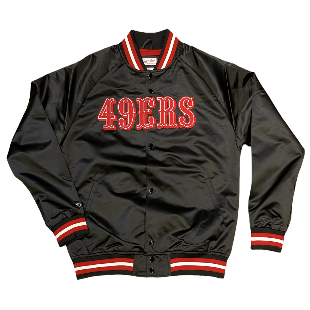 San Francisco 49ers Mitchell & Ness Lightweight Satin Jacket - Black