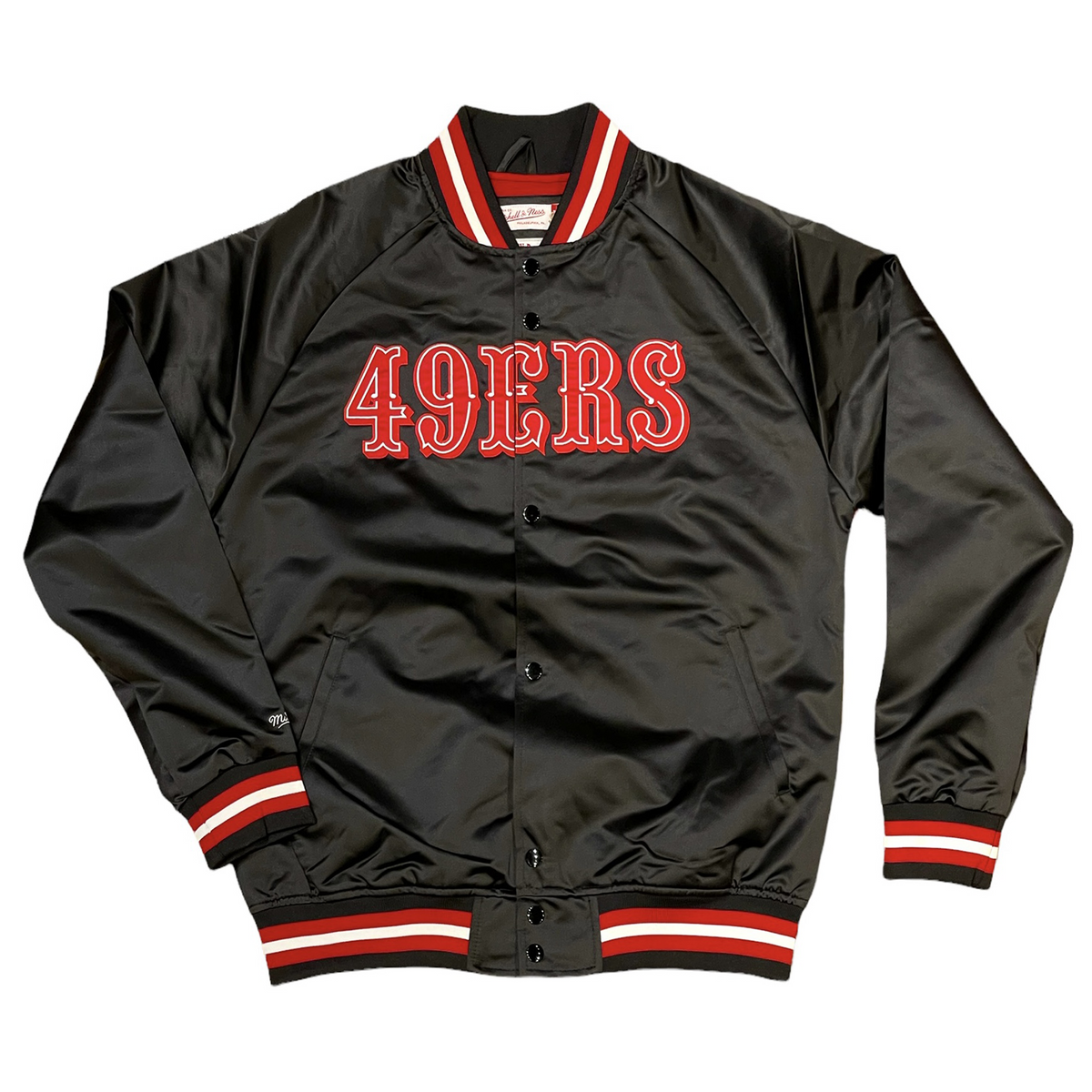 San Francisco 49ers Mitchell & Ness Lightweight Satin Jacket - Black ...