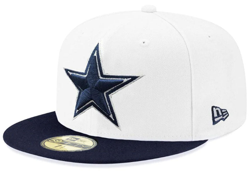 Dallas Cowboys Basic New Era 59FIFTY Fitted Hat - White Navy 2 Tone
