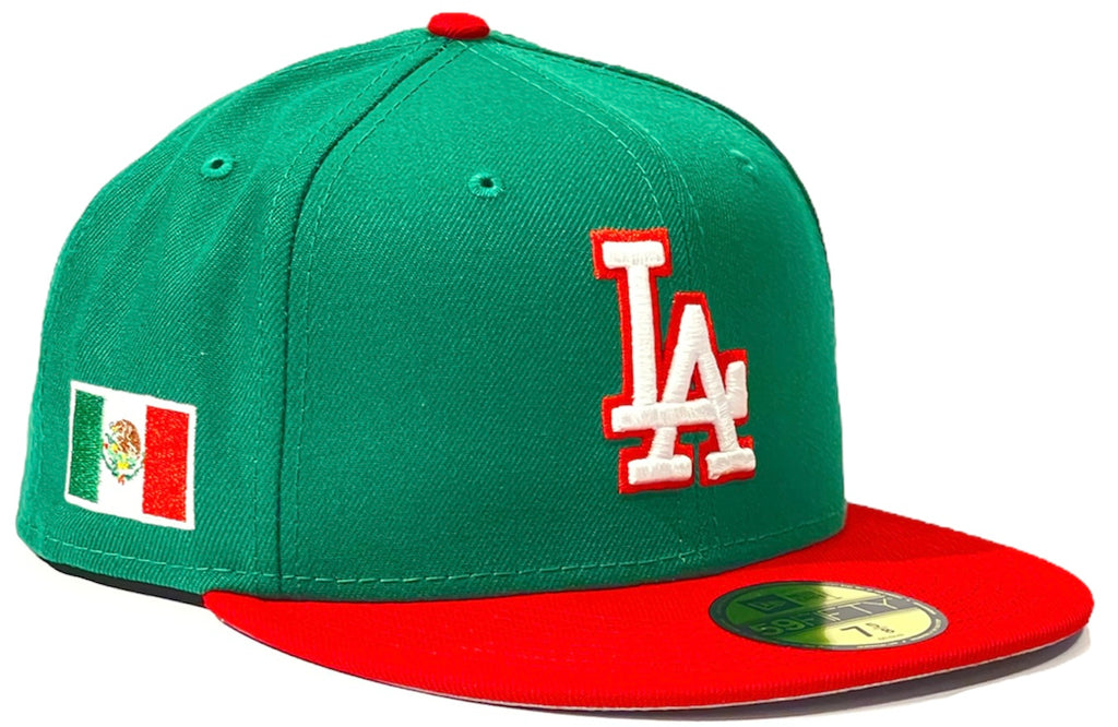 Los Angeles Dodgers Green Red 2Tone Mexico Flag Side Patch New Era 59Fifty Fitted