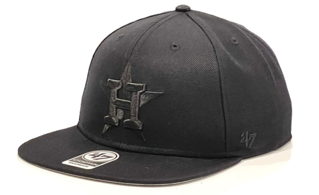 Houston Astros 47 Brand No Captain Snapback - Black on Black