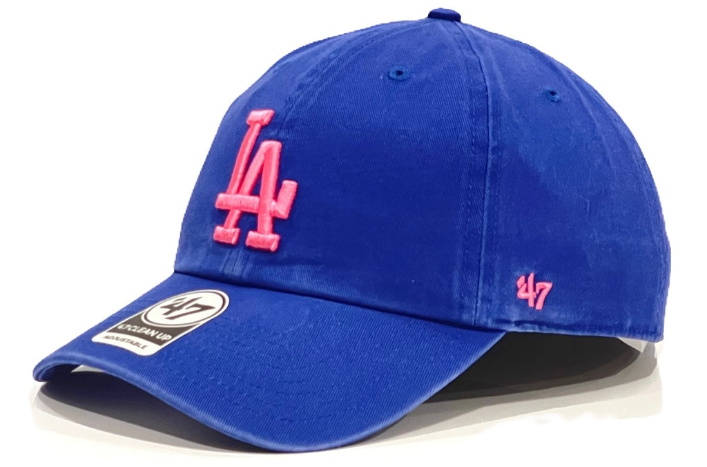 Los Angeles Dodgers 47 Brand Clean Up Cap - ROYAL w/ Pink Logo