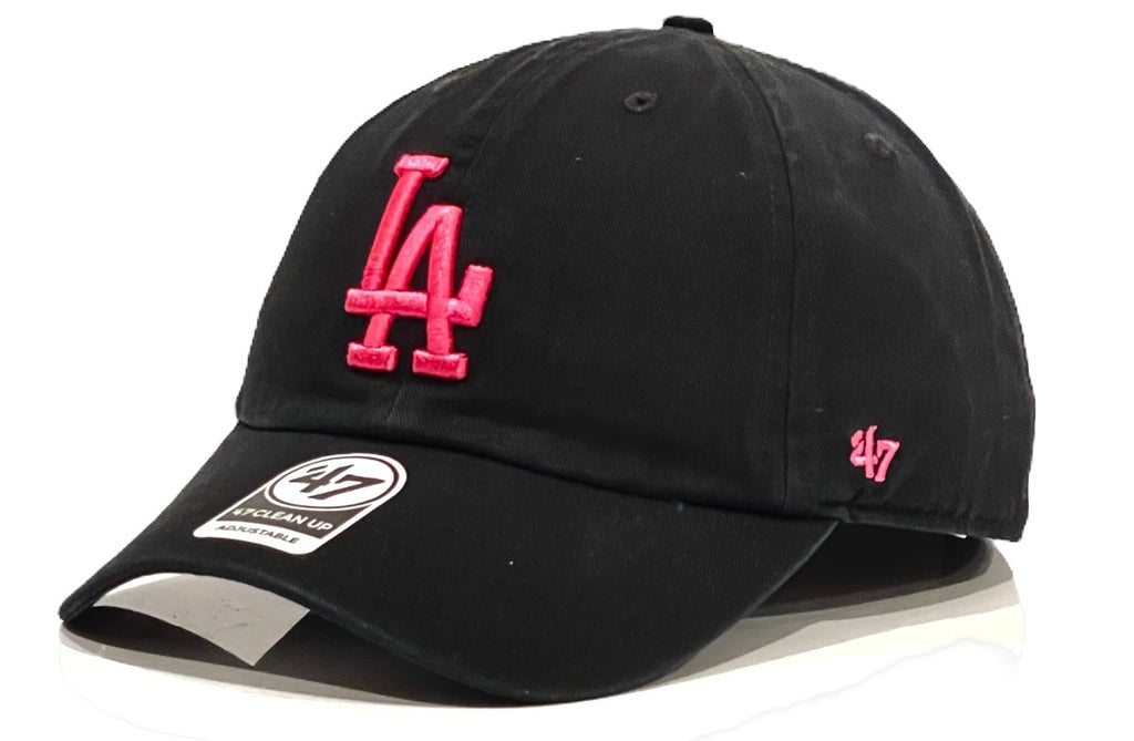Los Angeles Dodgers 47 Brand Clean Up Cap - Black w Pink Logo