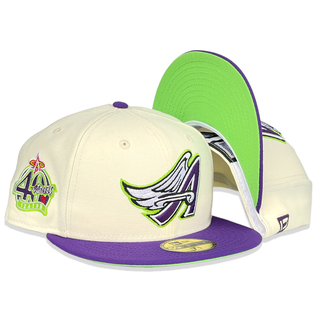 Anaheim Angels 59Fifty Fitted Hat - Chrome White / Purple
