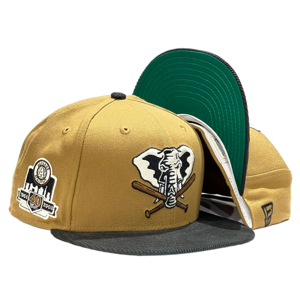 Oakland Athletics Wheat Black Cord Vize 2T New Era 59FIFTY Fitted Hat - Wheat / Black Corduroy