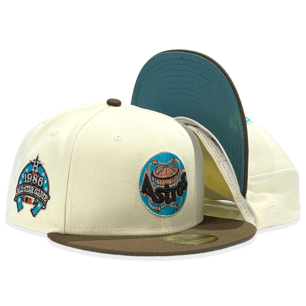 Houston Astros 1986 All Star Game "Shock Drop 5" New Era 59FIFTY Fitted Hat - Chrome White / Brown