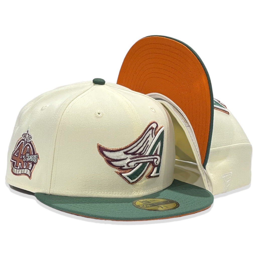 Anaheim Angels 40th Anniversary New Era 59FIFTY Fitted Hat -Chrome White / Pine Green