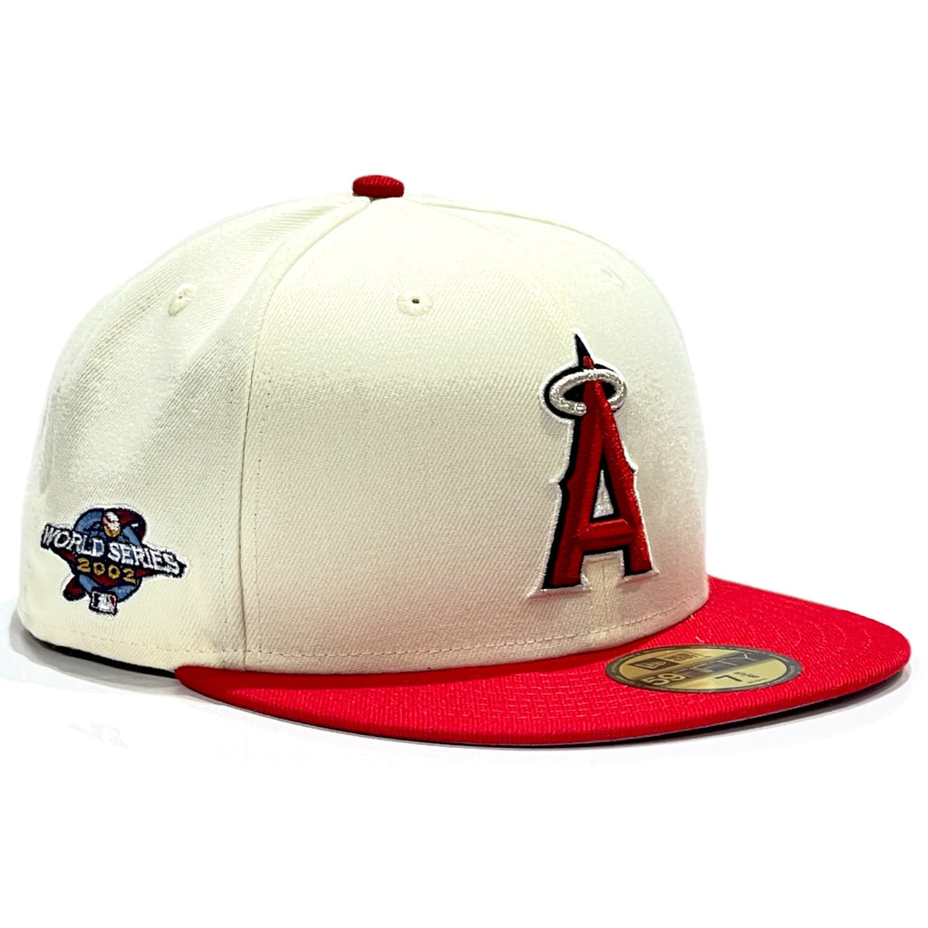 Anaheim Angels "2Tone Chrome Dome" 2002 World Series SP New Era 59Fifty Fitted Hat - Chrome White / Red