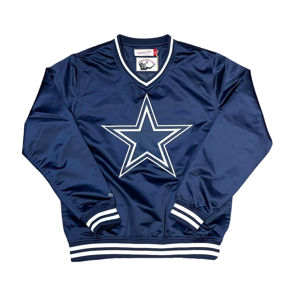 Dallas Cowboys Mitchell & Ness Satin V-Neck Pullover Jacket