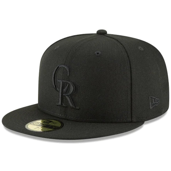 Colorado Rockies Black on Black New Era 59Fifty Fitted Hat
